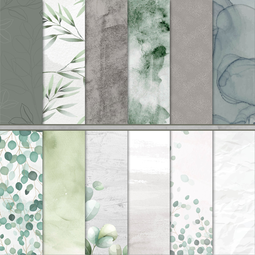 Designpapier Bundle EukalyptusLiebe