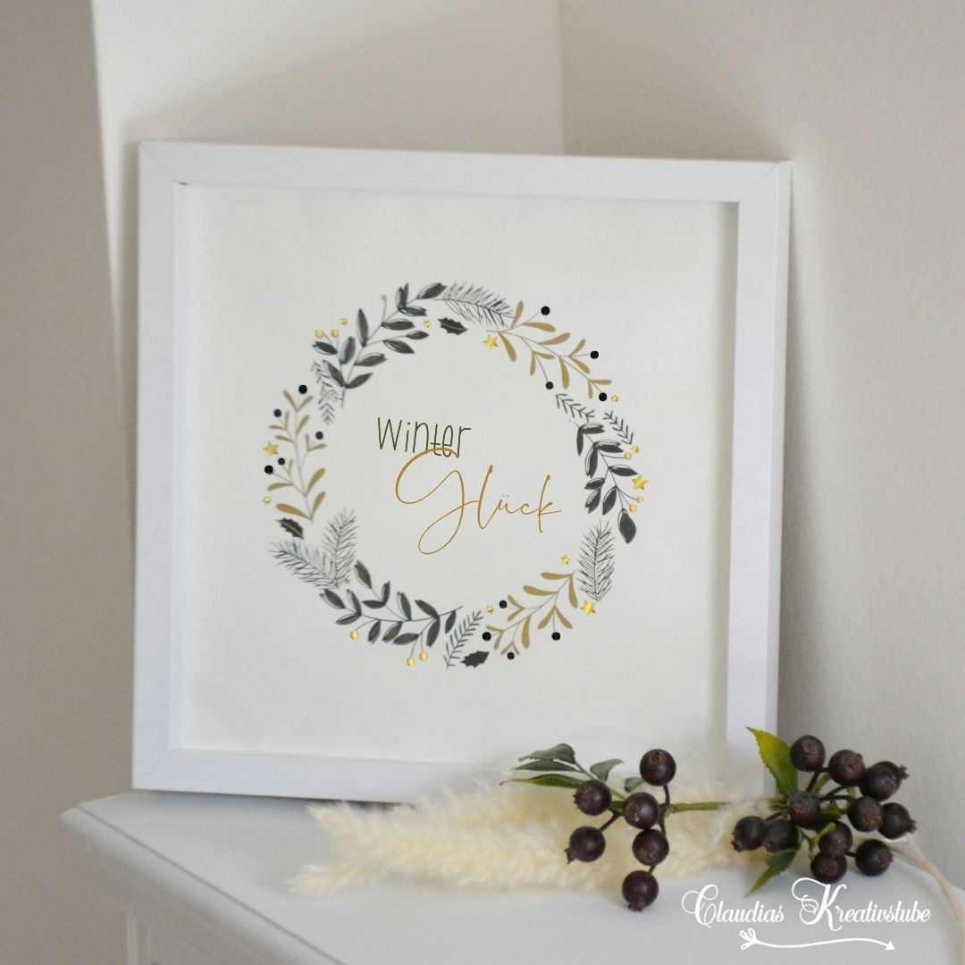 Plotterdatei Winterglück in Bilderrahmen Plotterdatei Winterglück in Bilderrahmen