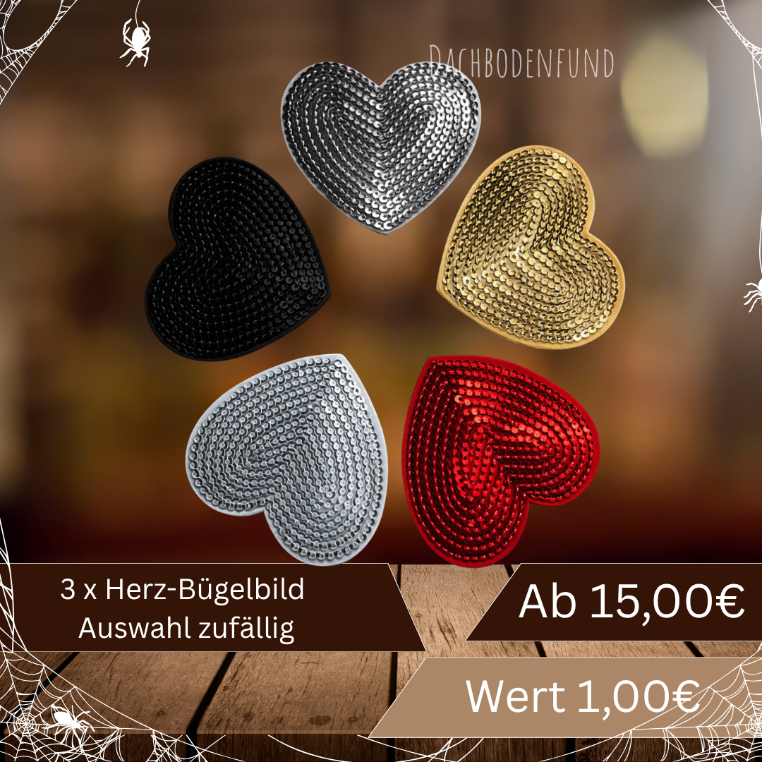 3x Herz-Bügelbild – Überraschungs-Mix